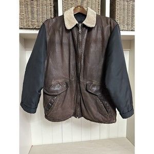 HUGO BOSS Vintage Bomber Jacket Mens 40R‎ Brown Black